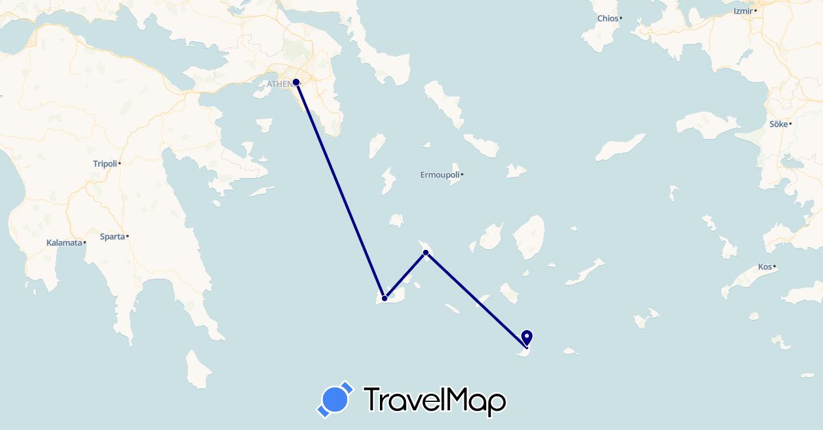TravelMap itinerary: driving in Greece (Europe)